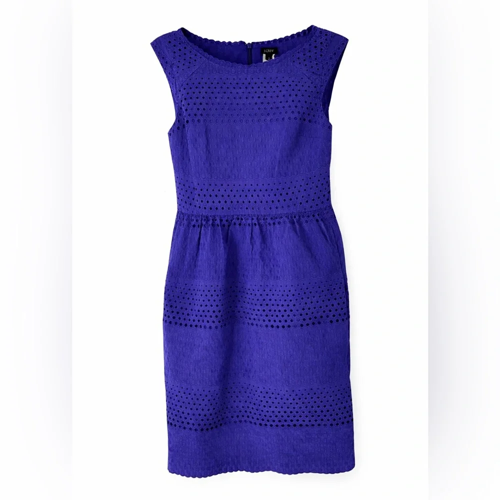 J. Crew Purple Eyelet Cotton A-Line Dress